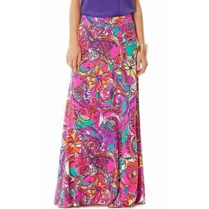 Lilly Pulitzer Beale See and Be Seen Printed Multicolor Maxi Skirt Size XS
